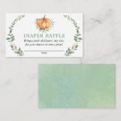 秋カボチャ緑の赤ちゃんシャワーおむつラッフルカード エンクロージャーカード (正面/裏面)