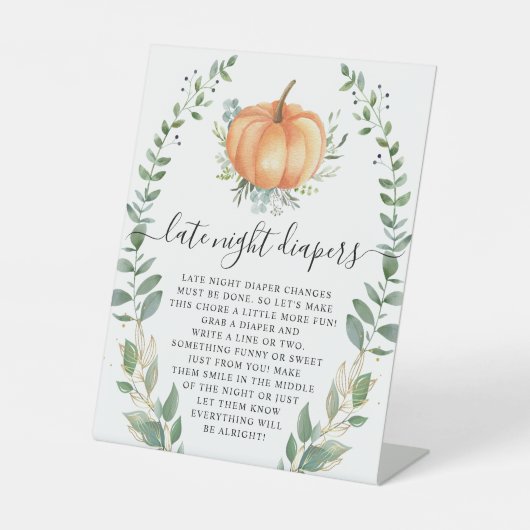 秋カボチャ緑の金ゴールド深夜おむつ 台座サイン (正面)