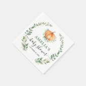 秋カボチャ緑の金ゴールド葉ベビーシャワー スタンダードカクテルナプキン (角)