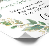 秋カボチャ緑の金ゴールド葉モモザバー標識 ポスター (角)