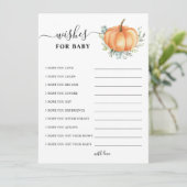 秋カボチャ緑の金ゴールド赤ちゃんシャワーの願い アドバイスカード (スタンド正面)