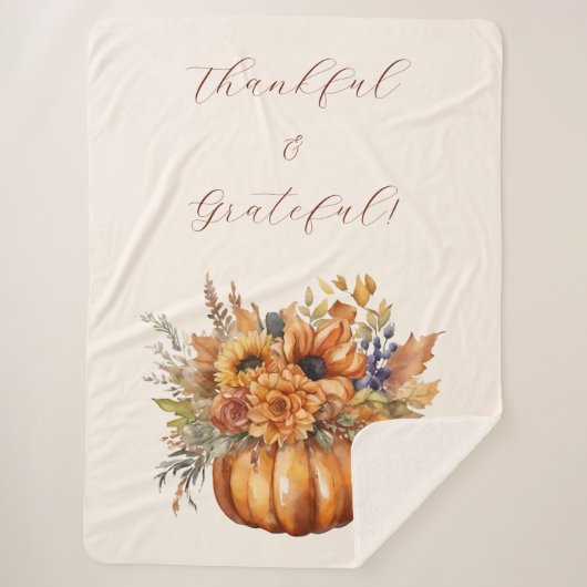 秋カボチャ花に感謝と感謝 –  シェルパブランケット (正面)