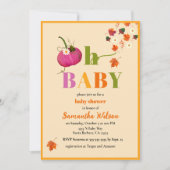 秋カボチャ花ガールピンク赤ちゃんシャワー 招待状 (正面)