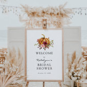 秋カボチャ花模様ブライダルシャワーウェルカムサイン ポスター