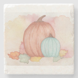 秋カボチャ葉と ストーンコースター