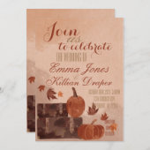 秋カボチャ葉と 招待状 (正面/裏面)