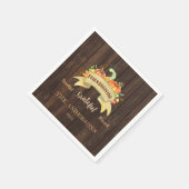 秋カボチャ葉ンズウッドハッピーサンクスギビング スタンダードカクテルナプキン (角)