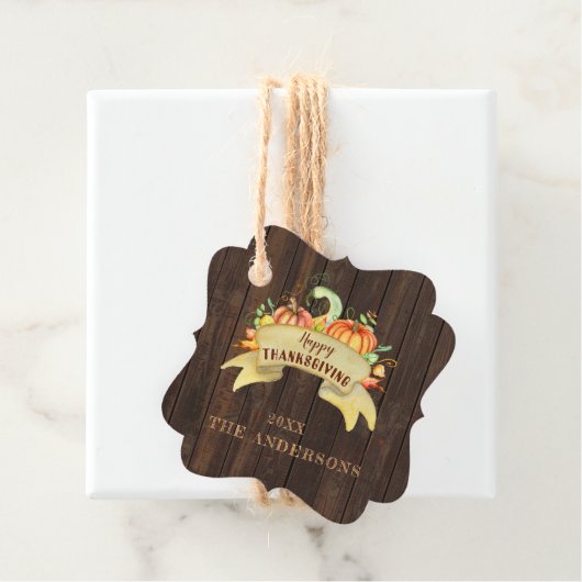 秋カボチャ葉ンズウッドハッピーサンクスギビング フェイバータグ (インサイチュ)