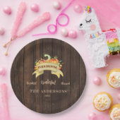 秋カボチャ葉ンズウッドハッピーサンクスギビング ペーパープレート (パーティー)