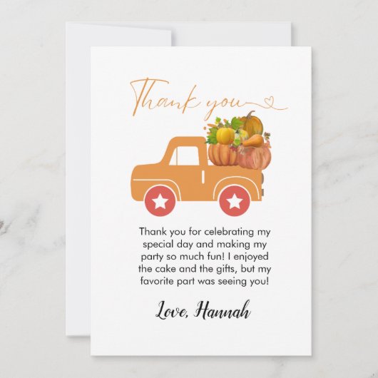 秋カボチャ誕生日サンキューカード 案内状 (正面)