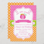 秋カボチャ誕生日招待状ピンクカボチャ 招待状 (正面/裏面)