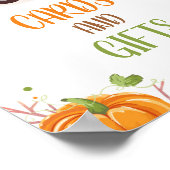 秋カボチャ赤いトラックカードとギフトテーブルサイン ポスター (角)