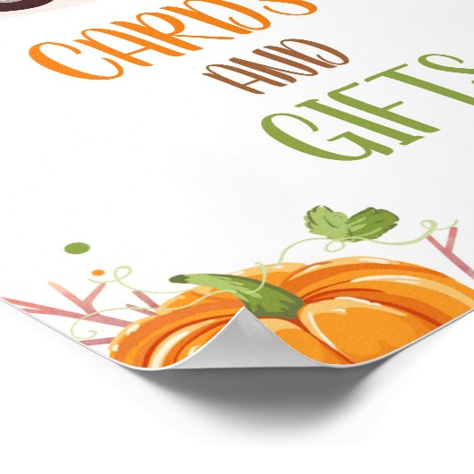 秋カボチャ赤いトラックカードとギフトテーブルサイン ポスター (角)