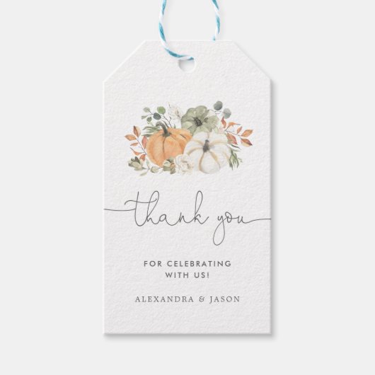 秋カボチャ赤ちゃんシャワーありがとう ギフトタグ (正面)