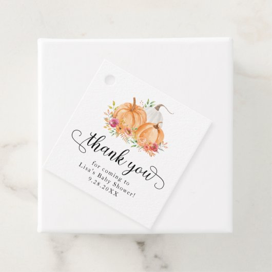 秋カボチャ赤ちゃんシャワーありがとう フェイバータグ (インサイチュ)