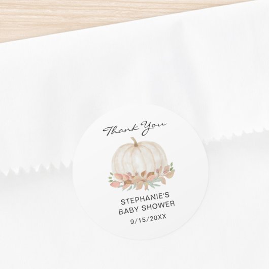 秋カボチャ赤ちゃんシャワーありがとう ラウンドシール