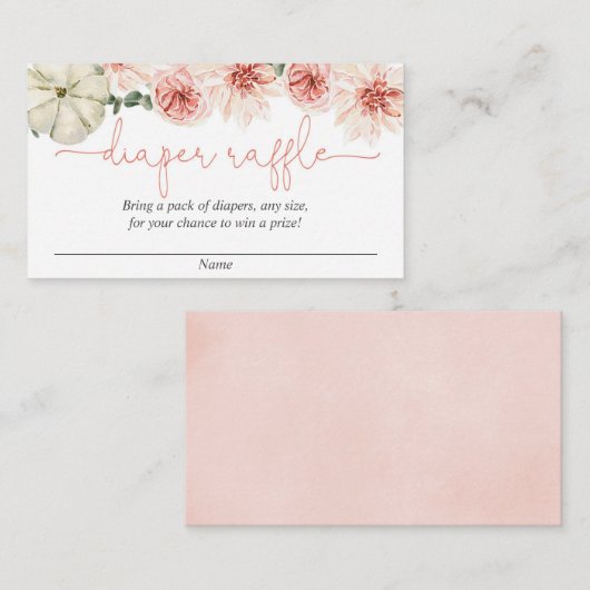 秋カボチャ赤ちゃんシャワーおむつラッフルカード エンクロージャーカード (正面/裏面)