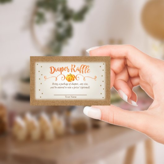 秋カボチャ赤ちゃんシャワーおむつラッフルカード エンクロージャーカード
