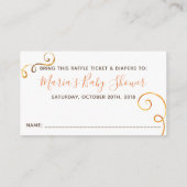 秋カボチャ赤ちゃんシャワーおむつラッフルチケット エンクロージャーカード (裏面)