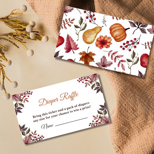 秋カボチャ赤ちゃんシャワーおむつラッフル エンクロージャーカード