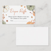 秋カボチャ赤ちゃんシャワーおむつラッフル エンクロージャーカード (正面/裏面)