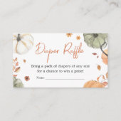 秋カボチャ赤ちゃんシャワーおむつラッフル エンクロージャーカード (正面)