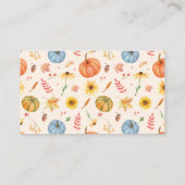 秋カボチャ赤ちゃんシャワーおむつラッフル エンクロージャーカード (裏面)