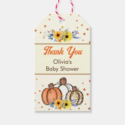 秋カボチャ赤ちゃんシャワーお願いありがとう ギフトタグ (正面)