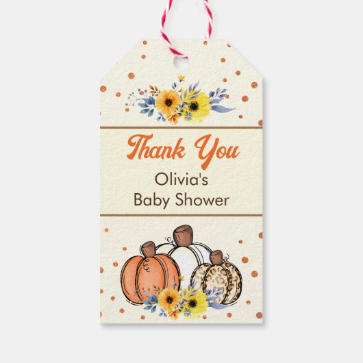 秋カボチャ赤ちゃんシャワーお願いありがとう ギフトタグ (裏面)
