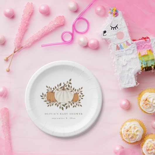 秋カボチャ赤ちゃんシャワーの装飾と装飾 ペーパープレート (パーティー)