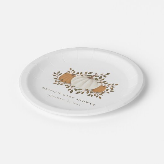 秋カボチャ赤ちゃんシャワーの装飾と装飾 ペーパープレート (アングル)