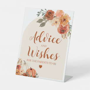 秋カボチャ赤ちゃんシャワーアドバイスとウィッシュサイン 台座サイン