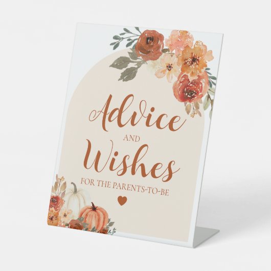 秋カボチャ赤ちゃんシャワーアドバイスとウィッシュサイン 台座サイン (正面)