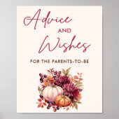 秋カボチャ赤ちゃんシャワーアドバイスとウィッシュ ポスター (正面)