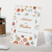 秋カボチャ赤ちゃんシャワーアドバイスとウィッシュ 台座サイン (インサイチュ)