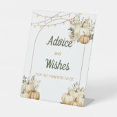 秋カボチャ赤ちゃんシャワーアドバイスとウィッシュ 台座サイン (正面)