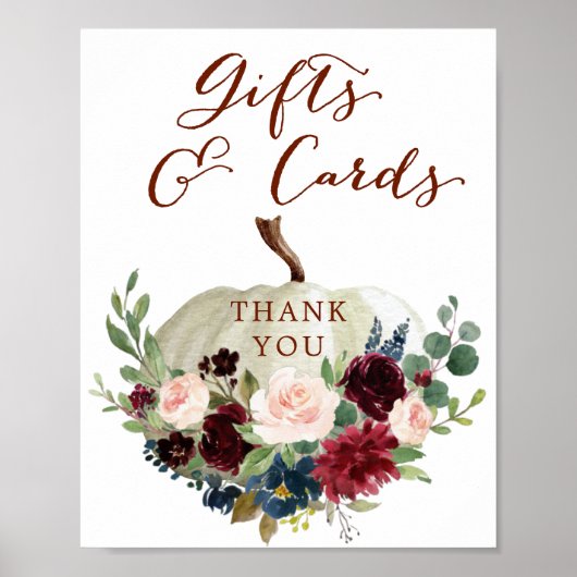 秋カボチャ赤ちゃんシャワーギフト&カードサイン ポスター (正面)