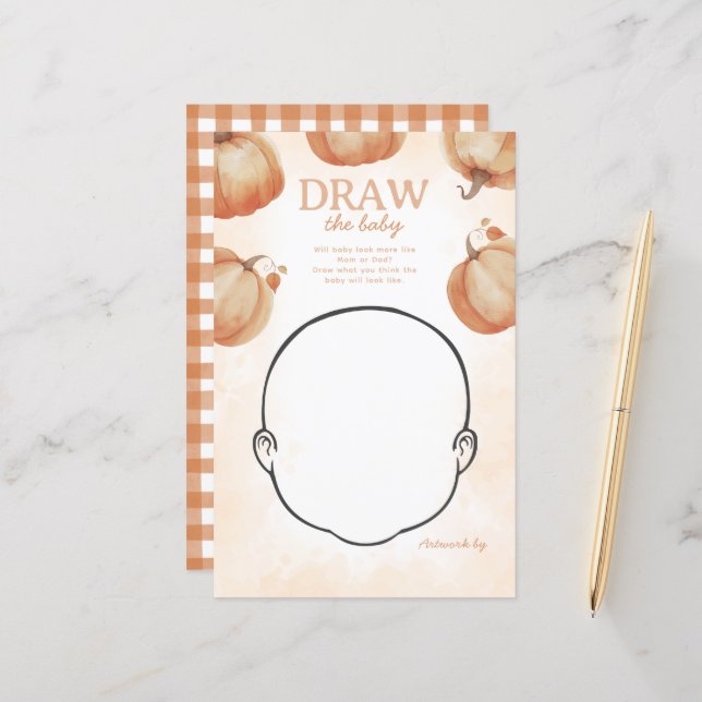 秋カボチャ赤ちゃんシャワーゲームをドロー (正面/裏面インサイチュ)