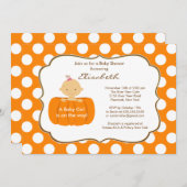 秋カボチャ赤ちゃんシャワー招待状ガール 招待状 (正面/裏面)