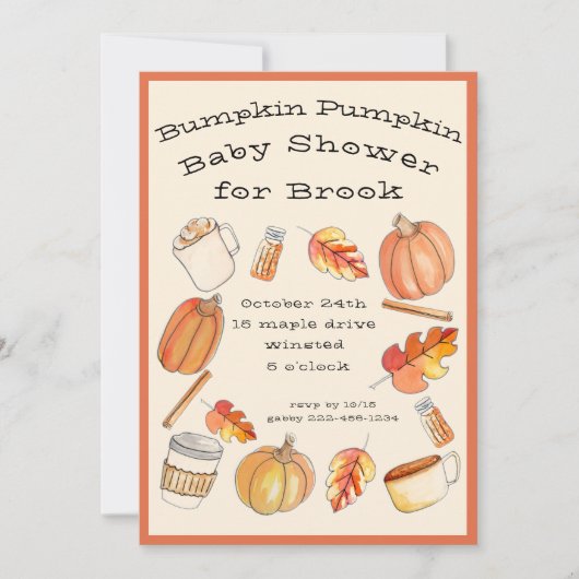 秋カボチャ赤ちゃんシャワー招待状 招待状 (正面)