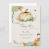 秋カボチャ赤ちゃんシャワー招待 招待状 (正面/裏面)