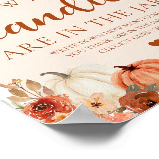 秋カボチャ赤ちゃんシャワー数を推測 ポスター (角)