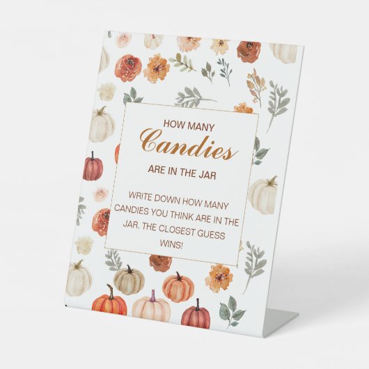 秋カボチャ赤ちゃんシャワー数を推測 台座サイン (正面)