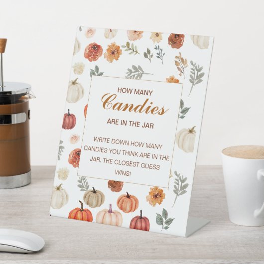 秋カボチャ赤ちゃんシャワー数を推測 台座サイン (インサイチュ)