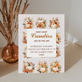 秋カボチャ赤ちゃんシャワー数を推測 台座サイン