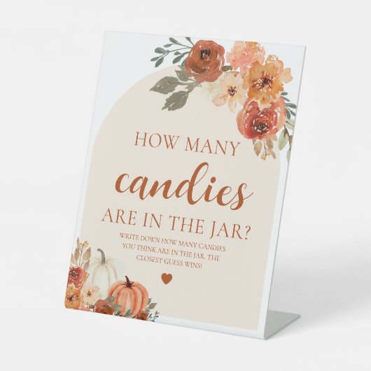 秋カボチャ赤ちゃんシャワー数を推測 台座サイン (正面)