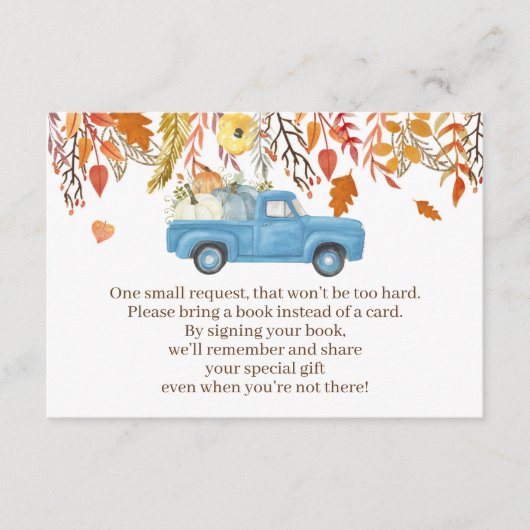 秋カボチャ赤ちゃんシャワー本ベビーカードボーイ エンクロージャーカード (正面)