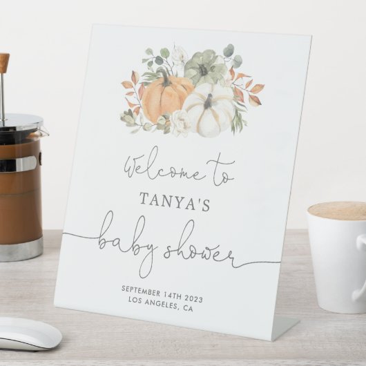 秋カボチャ赤ちゃんシャワー歓迎ペデスタルサイン 台座サイン (インサイチュ)