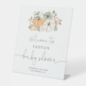 秋カボチャ赤ちゃんシャワー歓迎ペデスタルサイン 台座サイン (正面)