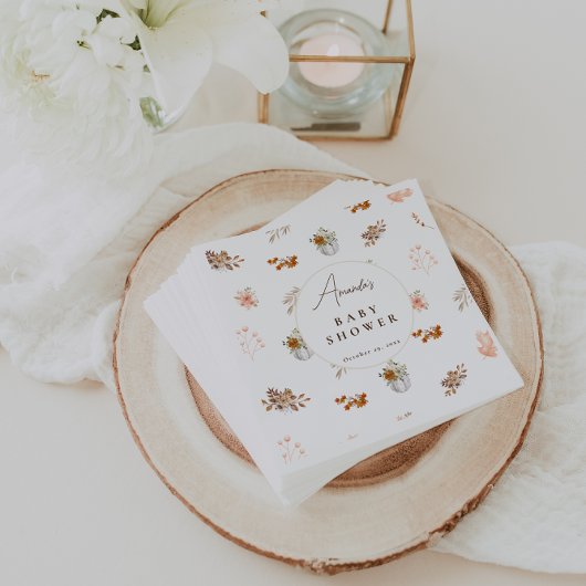 秋カボチャ赤ちゃんシャワー紅葉 スタンダードカクテルナプキン